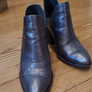 Vince Camito Silver Ankle Booties Sleek Design